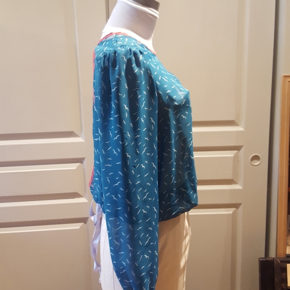 Teal printed Blouse - Picture 4 of 10